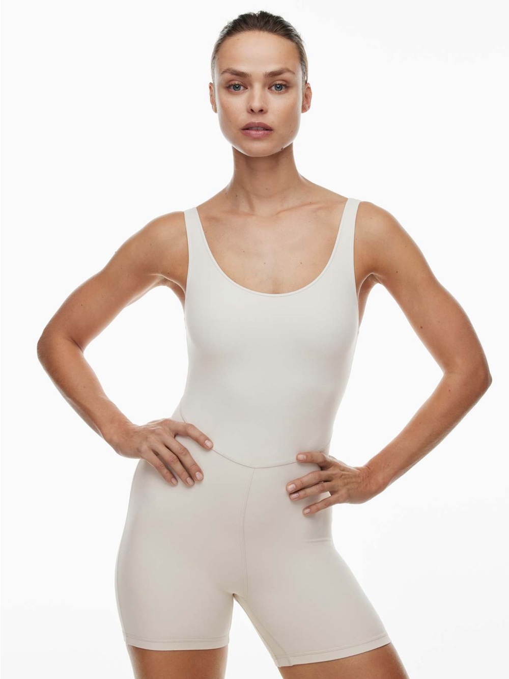 Aritzia Matte Pearl Scoop-Neck Butter Bodysuit Shorts